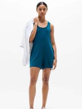 Athleta Hit Pause Romper in Coastal Teal